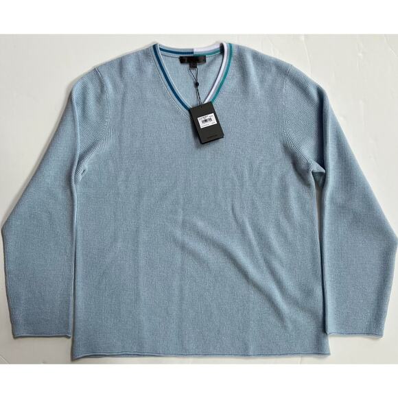 G/FORE Other - G/Fore Waffle Knit V Neck Baja Blue Golf Sweater 100% Wool Men's XL